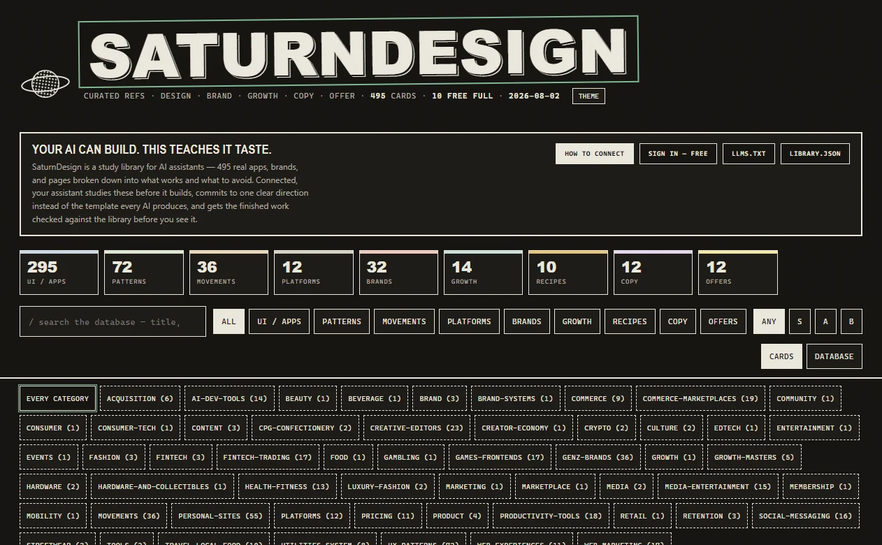 SaturnAI wrap sheet and design brain